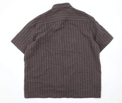 Marks & Spencer Men's Grey XL Striped Button-Up Shirt
