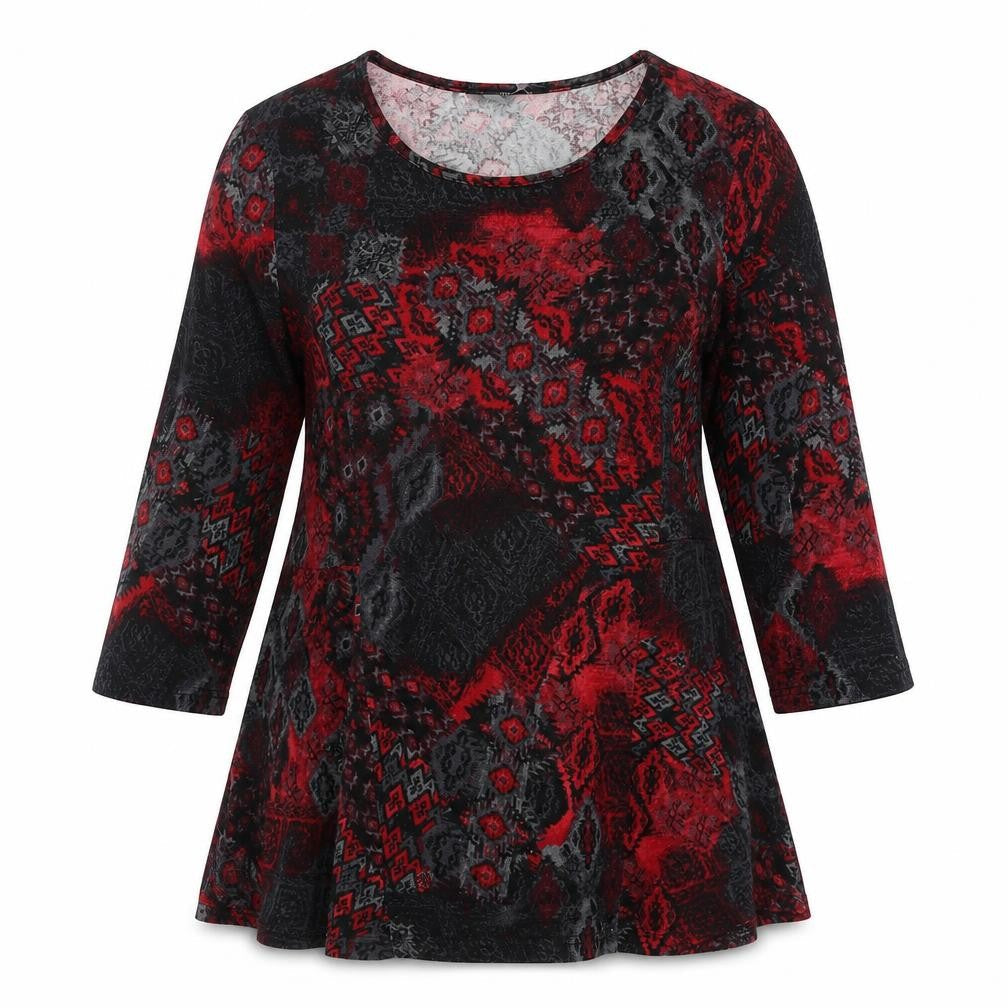 Isle Collection Women's Red Pullover Geometric Jumper Size 16