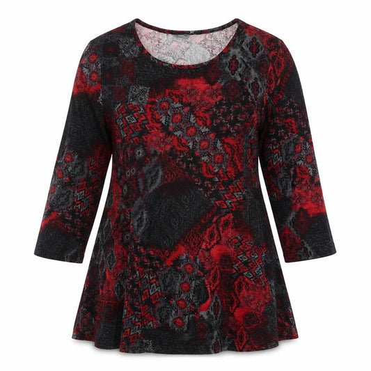 Isle Collection Women's Red Pullover Geometric Jumper Size 16