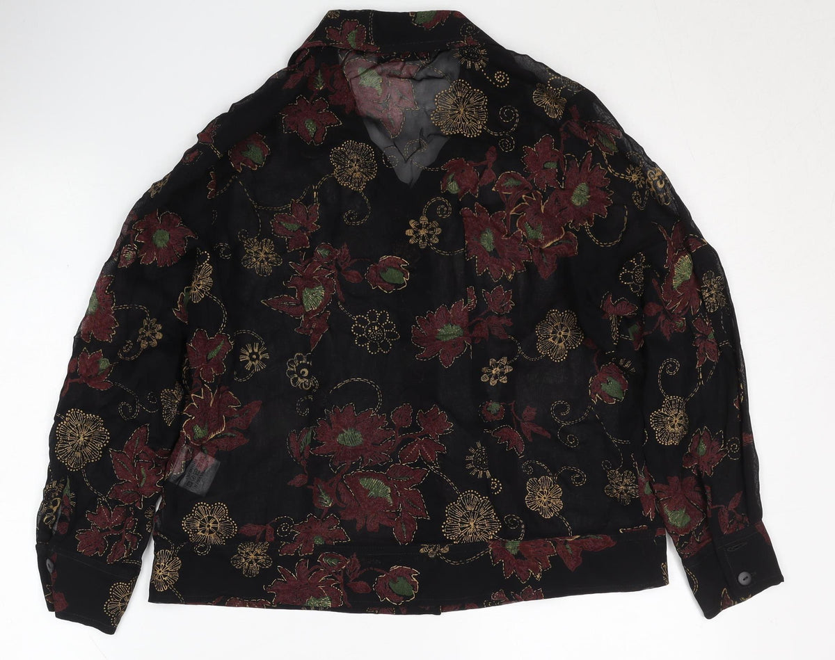 Naughty Women's Black Floral Embroidered Blouse, Size 12