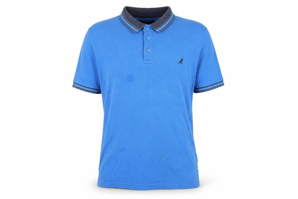 Kangol Men's Blue Polo Shirt - Large, Cotton, Short Sleeve