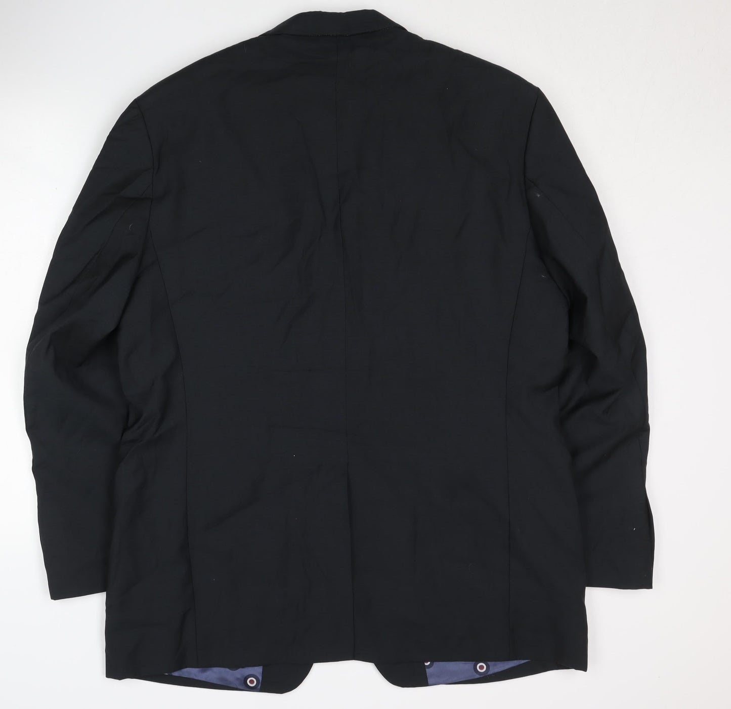 Ben Sherman Men's Black Double Vented Vintage Wool Blazer Jacket Size 44 Regular