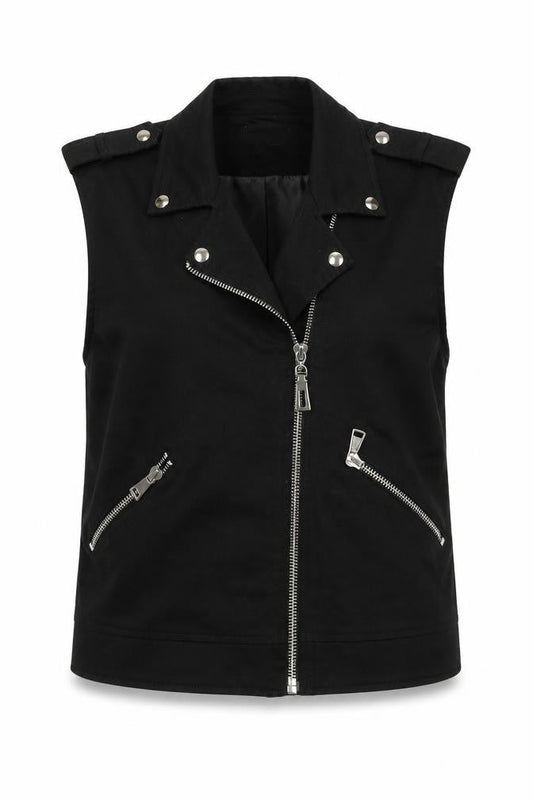 Ginette Paris Women's Black Biker Waistcoat, Size 1