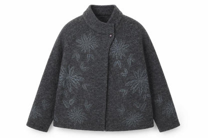 Kenar Women's Grey Wool Cardigan M - Embroidered