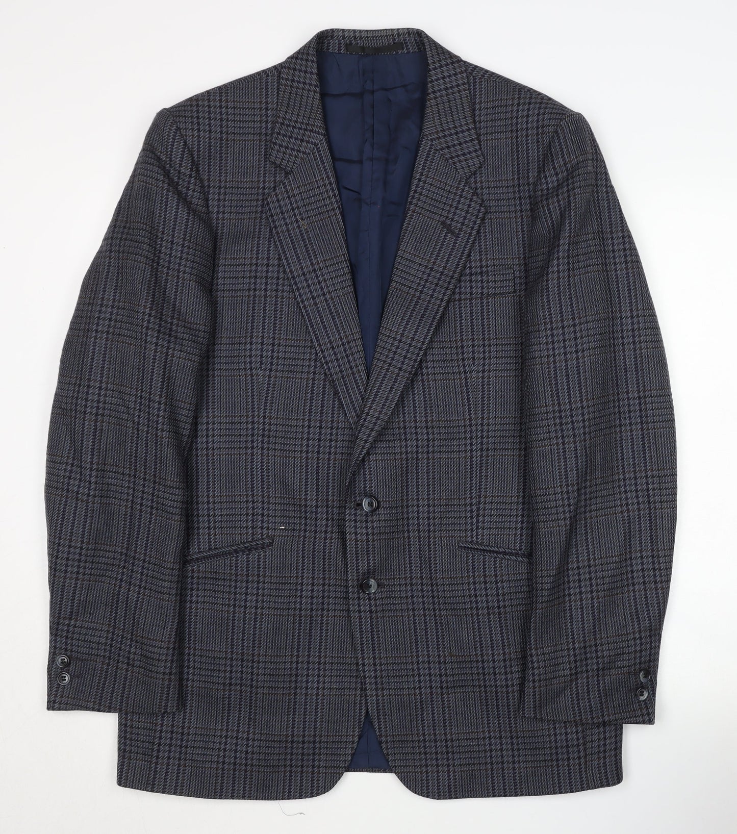 Eric Spencer Men's Blue Check Wool Blazer 42