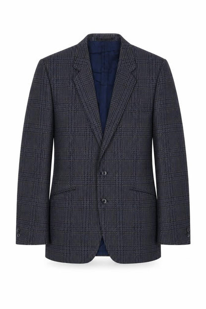 Eric Spencer Men's Blue Check Wool Blazer 42