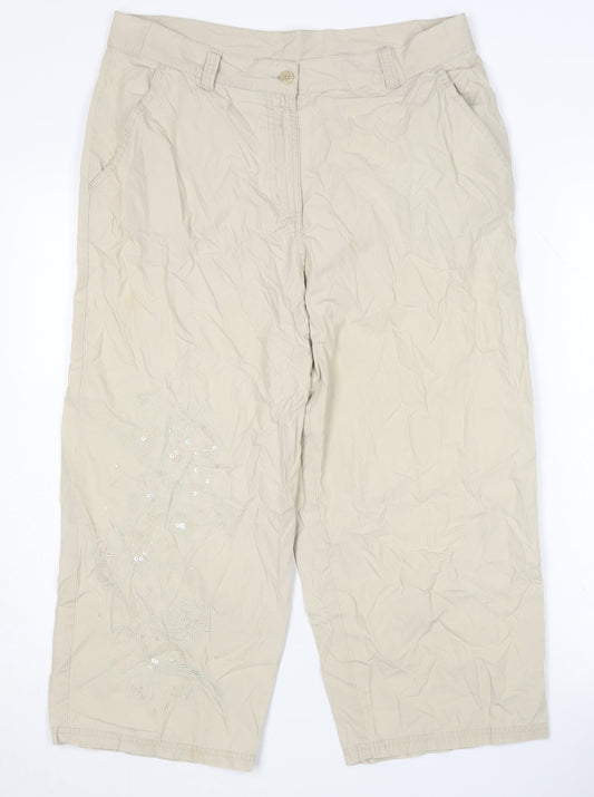 b casual Women's Beige Capri Trousers Size 14