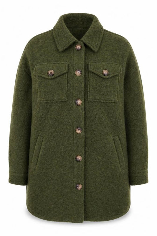 Civico 51 Women's Green Long Coat, Size S