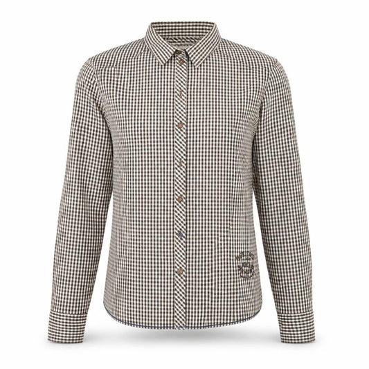 ARQUEONAUTAS Men's Brown Check Cotton Dress Shirt S