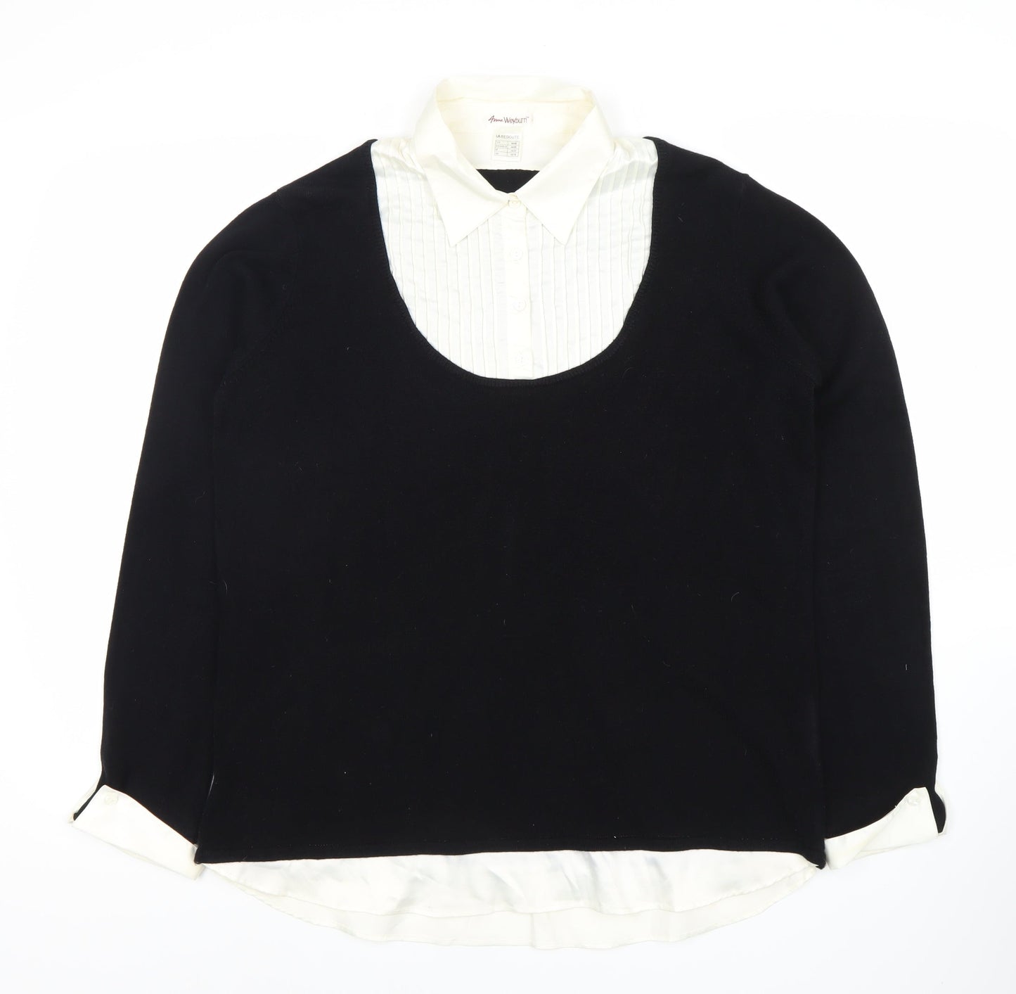 Anne Weyburn Women's Black Scoop Neck Pullover Jumper Size 18/20