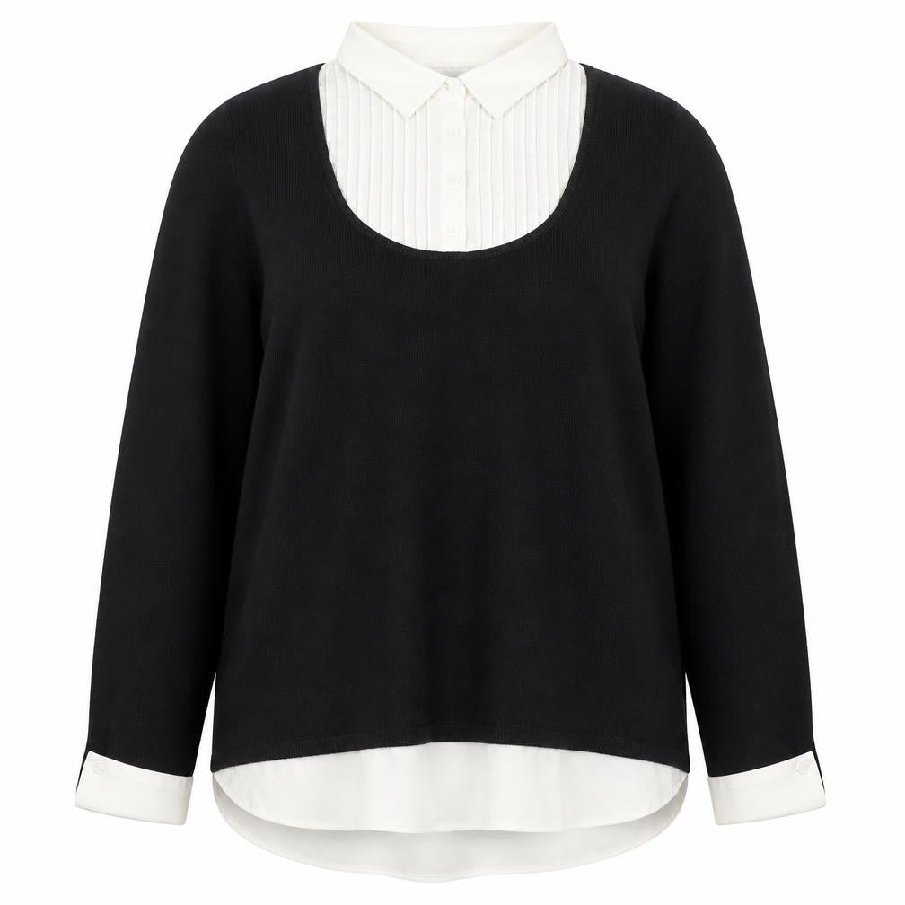 Anne Weyburn Women's Black Scoop Neck Pullover Jumper Size 18/20