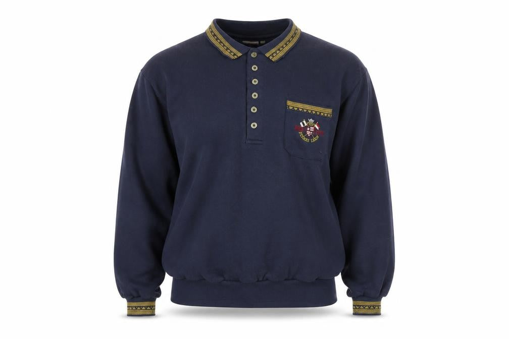 Pierre Leon Blue Unisex Henley Sweatshirt XL