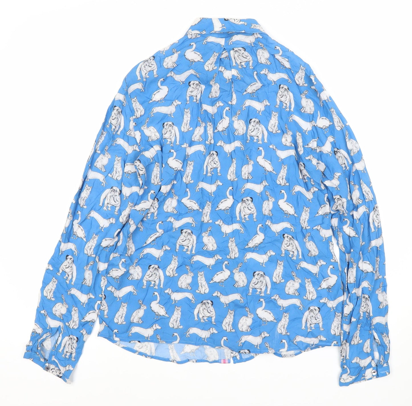 Milano Women's Blue Animal Print Button-Up Shirt