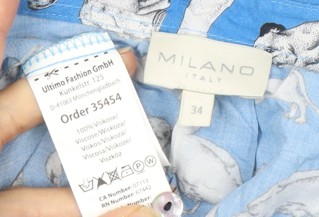 Milano Women's Blue Animal Print Button-Up Shirt