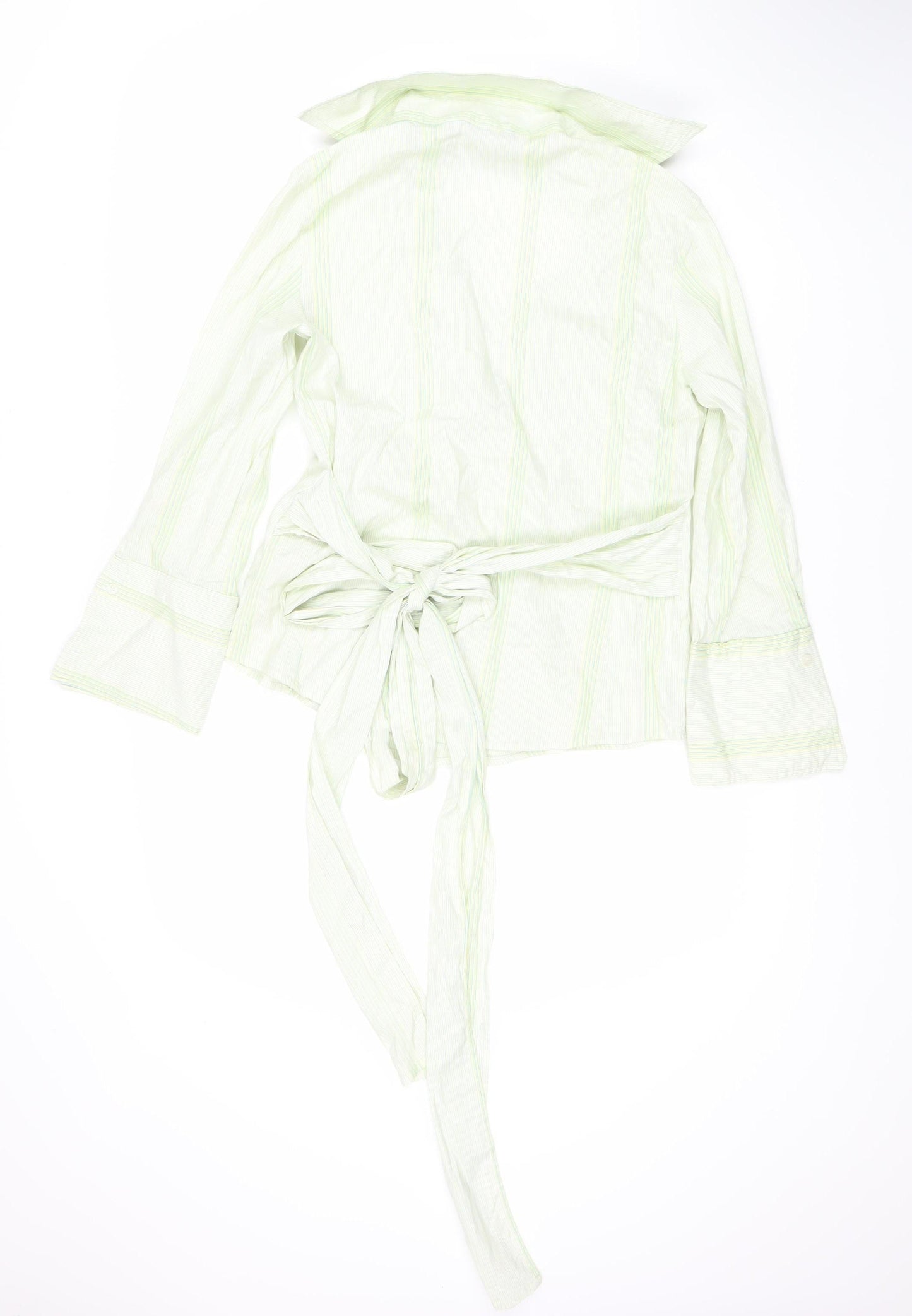 Zara Women's Green Striped Basic Top Size L