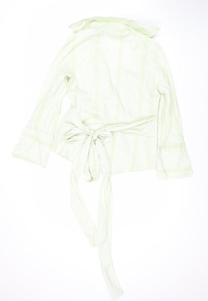 Zara Women's Green Striped Basic Top Size L