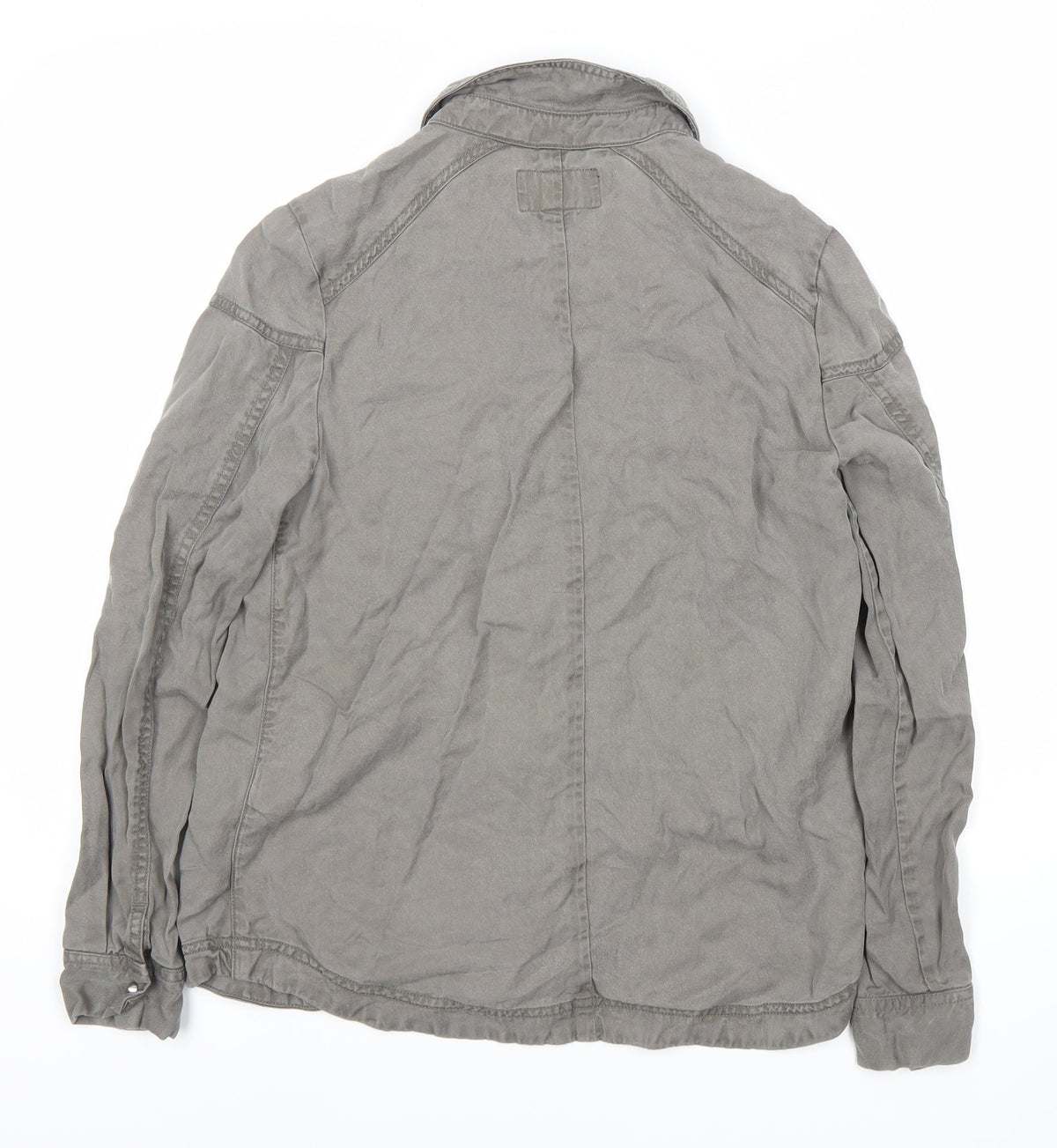 H&M Women's Grey Button-Up Shirt, Size 6, Long Sleeve