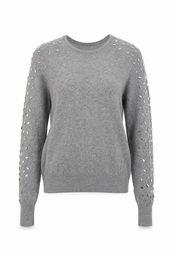 Zara Women's Grey Studded Pullover Jumper Size M