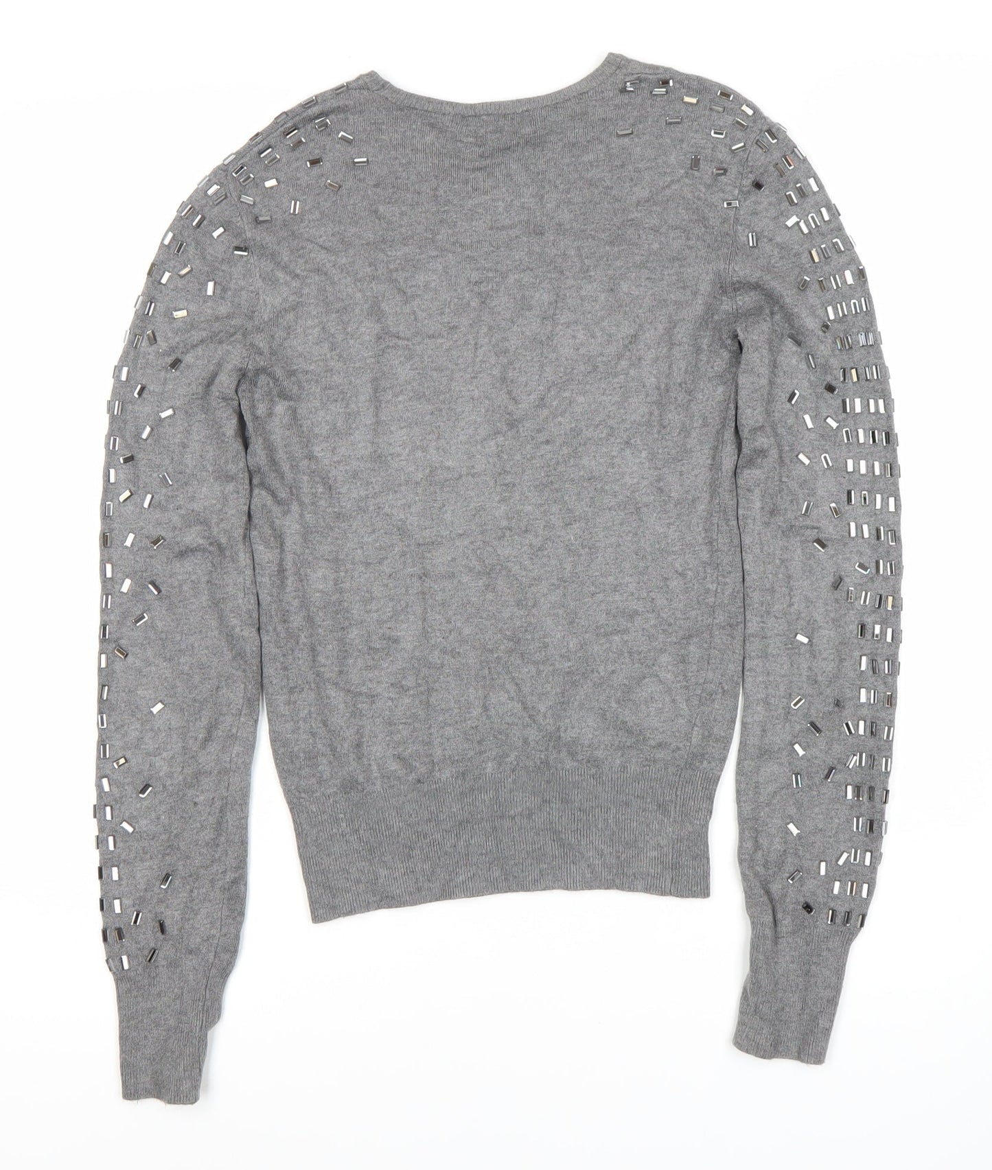 Zara Women's Grey Studded Pullover Jumper Size M