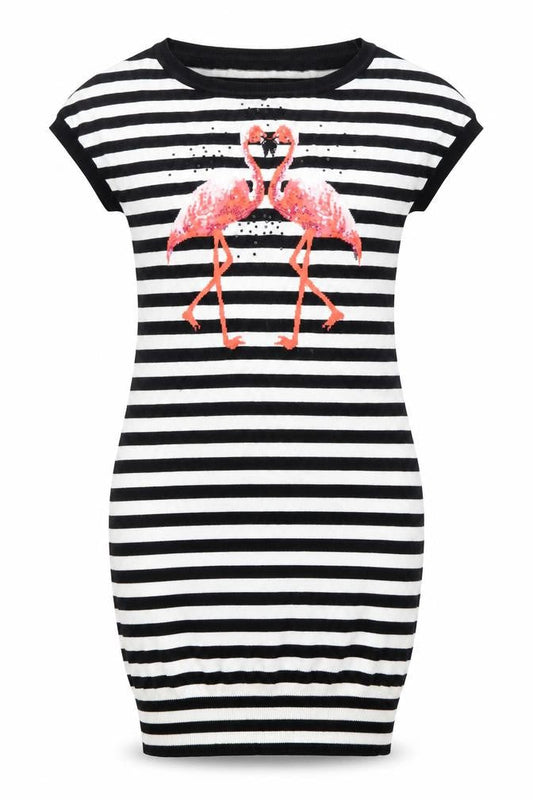 Next Women's Black Striped T-Shirt Dress Size 8