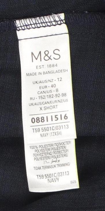 Marks and Spencer Women's Blue Straight Trousers Size 12