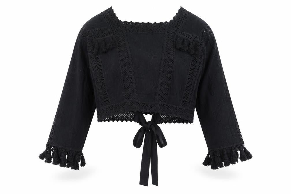 Topshop Women's Black Cropped Top - Size 8