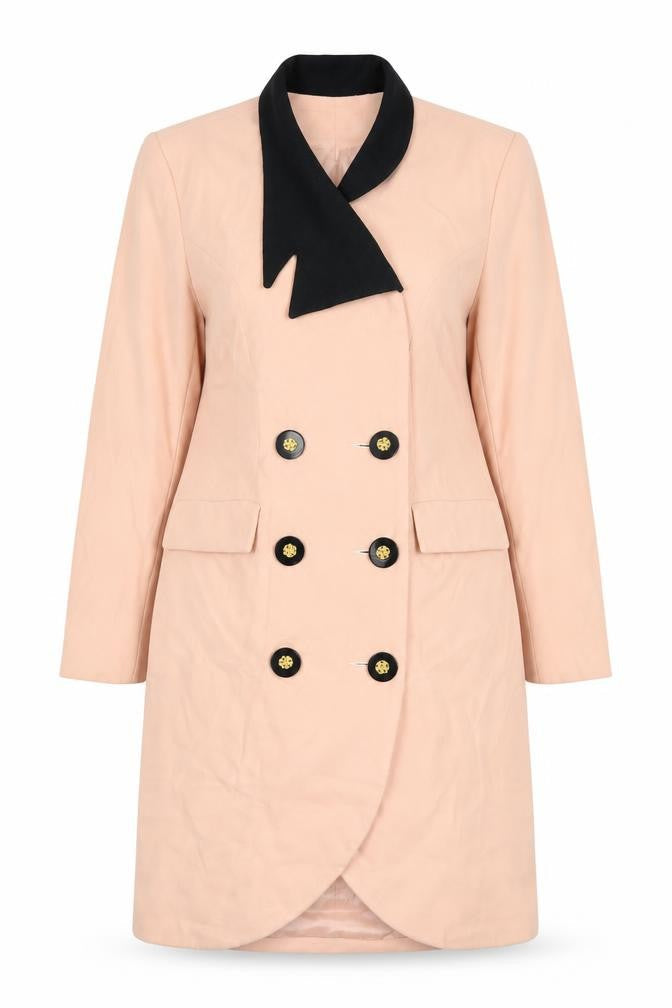 HV8 Women's Pink Long Coat, Size 10, Vintage Button Style