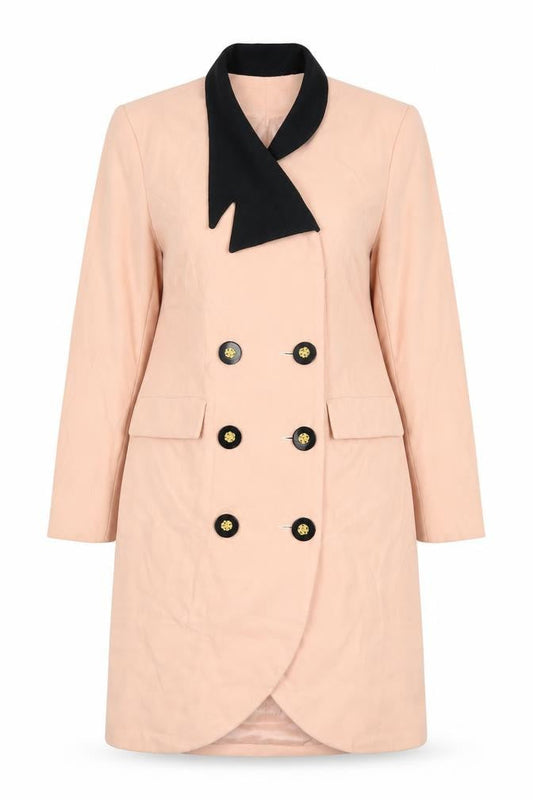 HV8 Women's Pink Long Coat, Size 10, Vintage Button Style