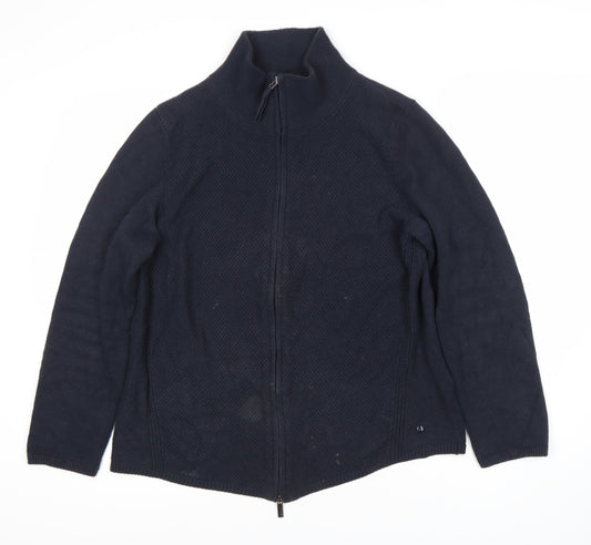 Olsen Women’s Blue Zip Sweatshirt, Size M, High Neck