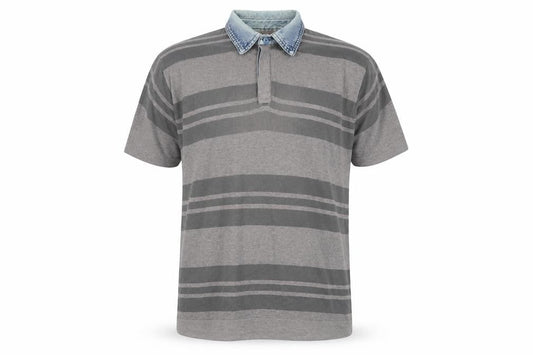 Wolsey Men’s Grey Striped Polo Shirt L Cotton