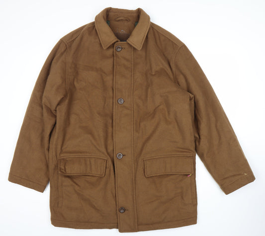 Thermore Men's Brown Regular Fit Mid-Length Overcoat