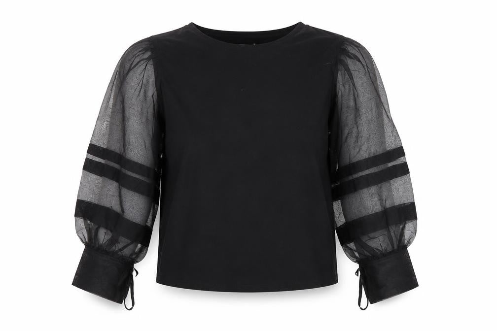 MNG Women's Black Balloon Sleeve Blouse Size 12