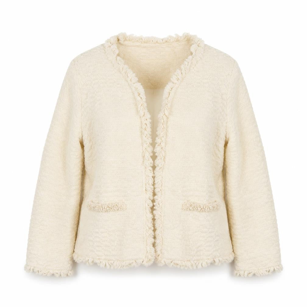 MNG Women’s Ivory Bouclé Suit Jacket XS
