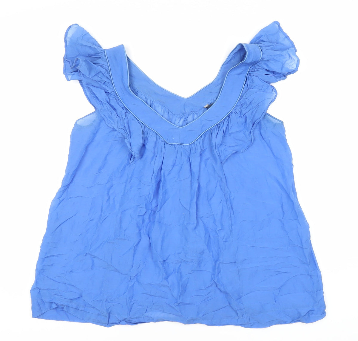 French Connection Women's Blue V-Neck Top Size 8