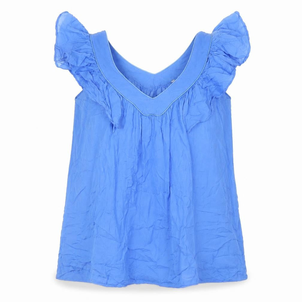 French Connection Women's Blue V-Neck Top Size 8