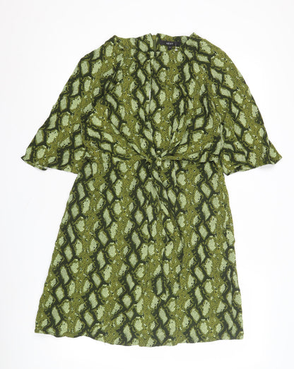 Next Women's Green Animal Print Dress Size 10