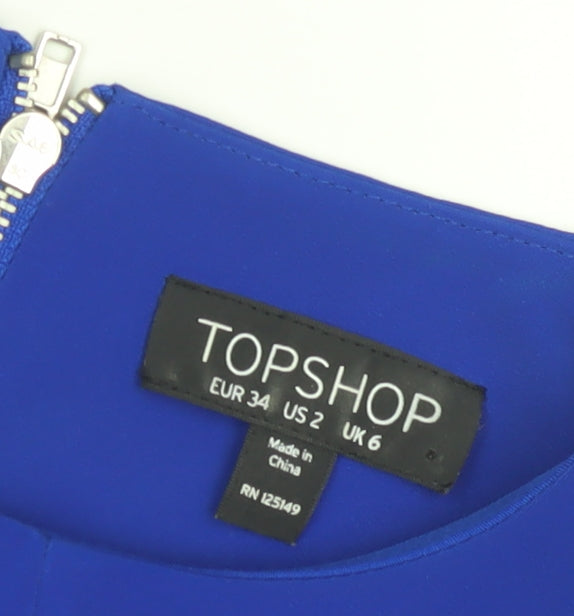Topshop Women's Blue Fit & Flare Dress Size 6