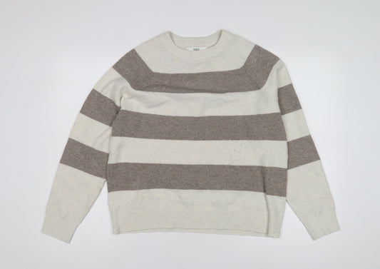 Marks and Spencer Women's Beige Striped Pullover - M