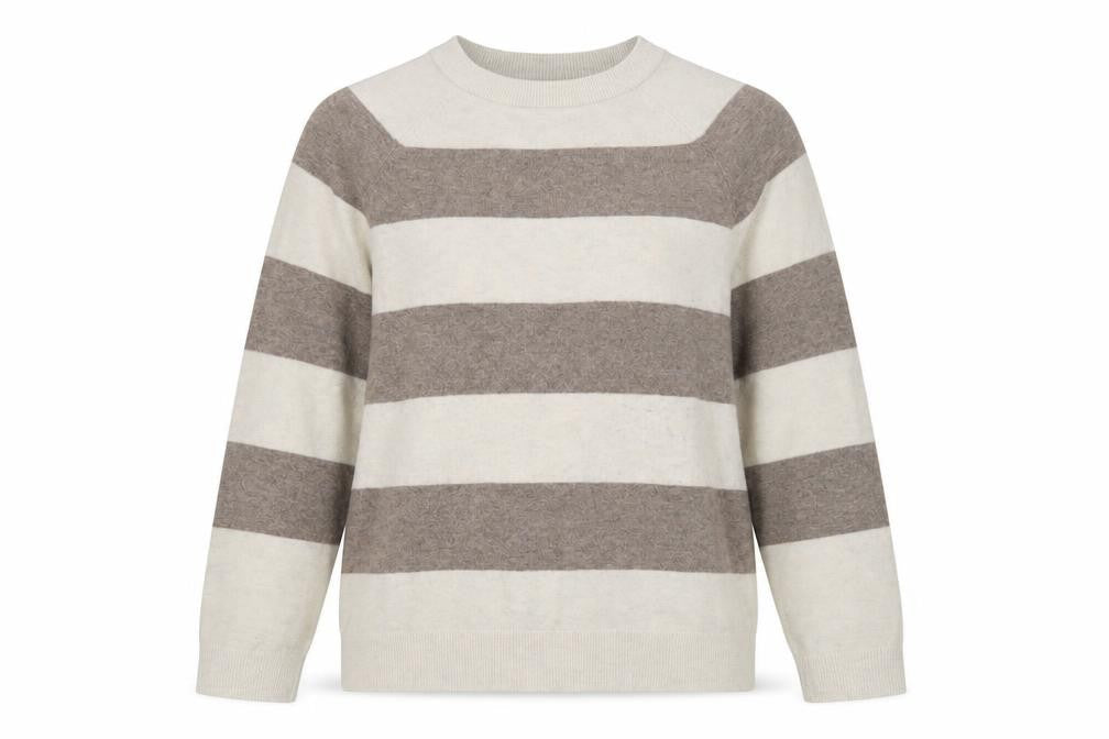Marks & Spencer Women's Beige Striped Pullover - M