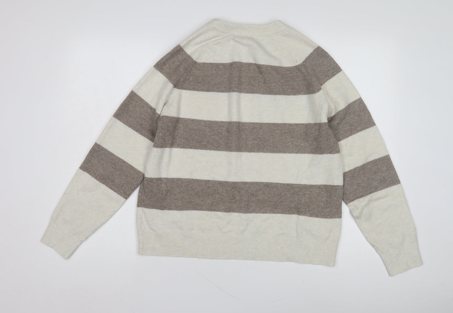 Marks and Spencer Women's Beige Striped Pullover - M
