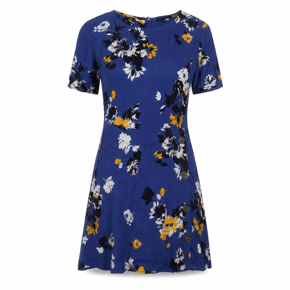 Next Petite Blue Floral Dress - Size 8