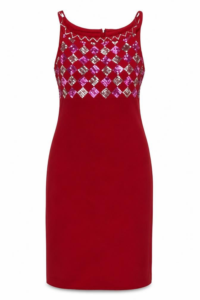 August Silk Red Bodycon Dress, Size 10, Women, Party Wear