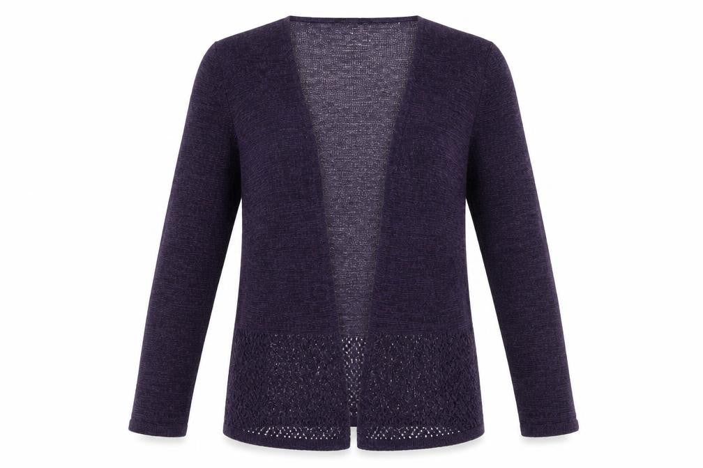Jacques Vert Women's Purple Open Front Cardigan Size M Open Knit