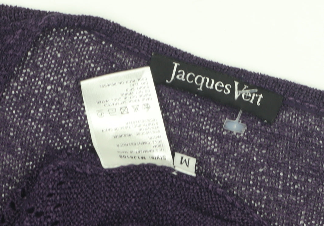 Jacques Vert Women's Purple Open Front Cardigan Size M Open Knit