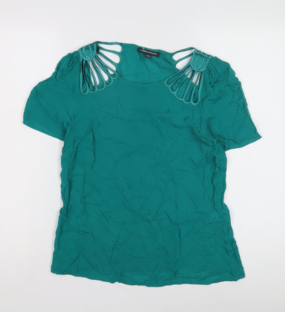 Warehouse Women's Green Short Sleeve Top UK 12