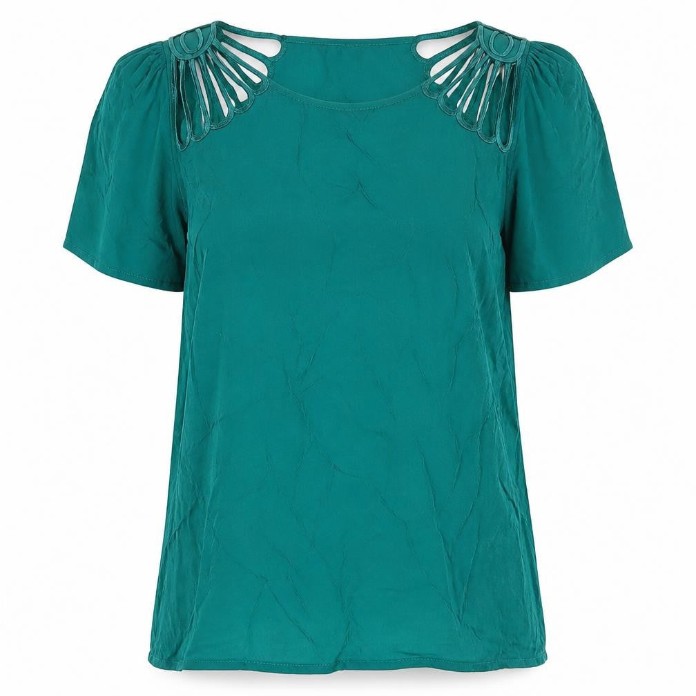 Warehouse Women's Green Short Sleeve Top UK 12