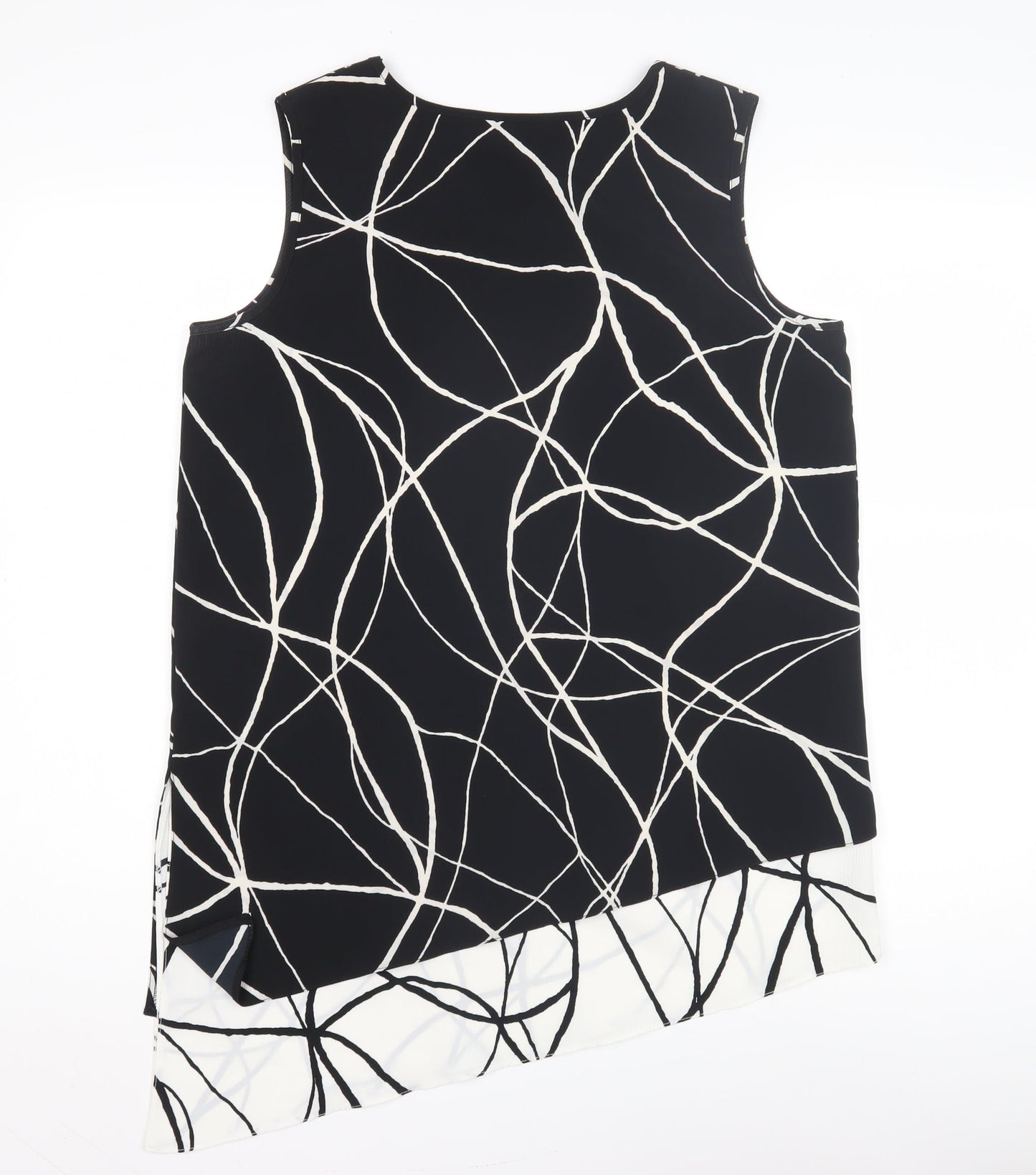 Chianti Women's Black Geometric Asymmetric Tank Top Size 12