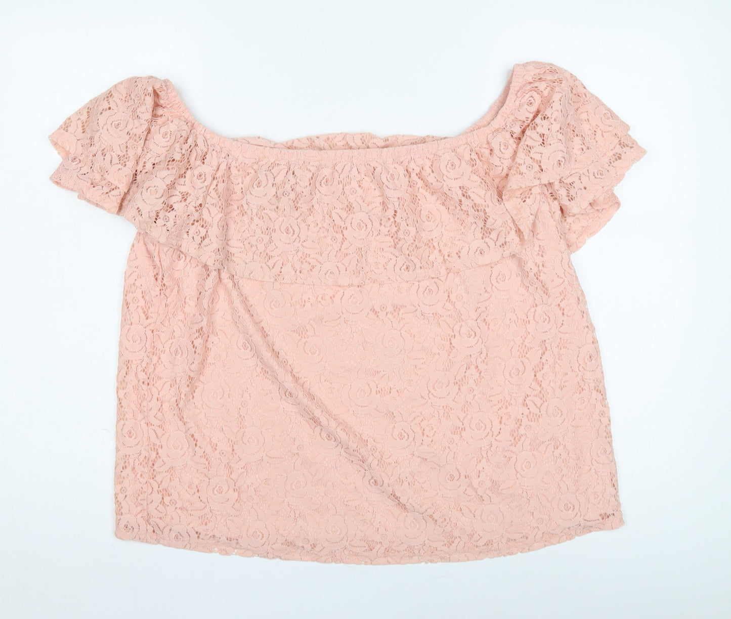 Dorothy Perkins Women's Pink Lace Off Shoulder Blouse