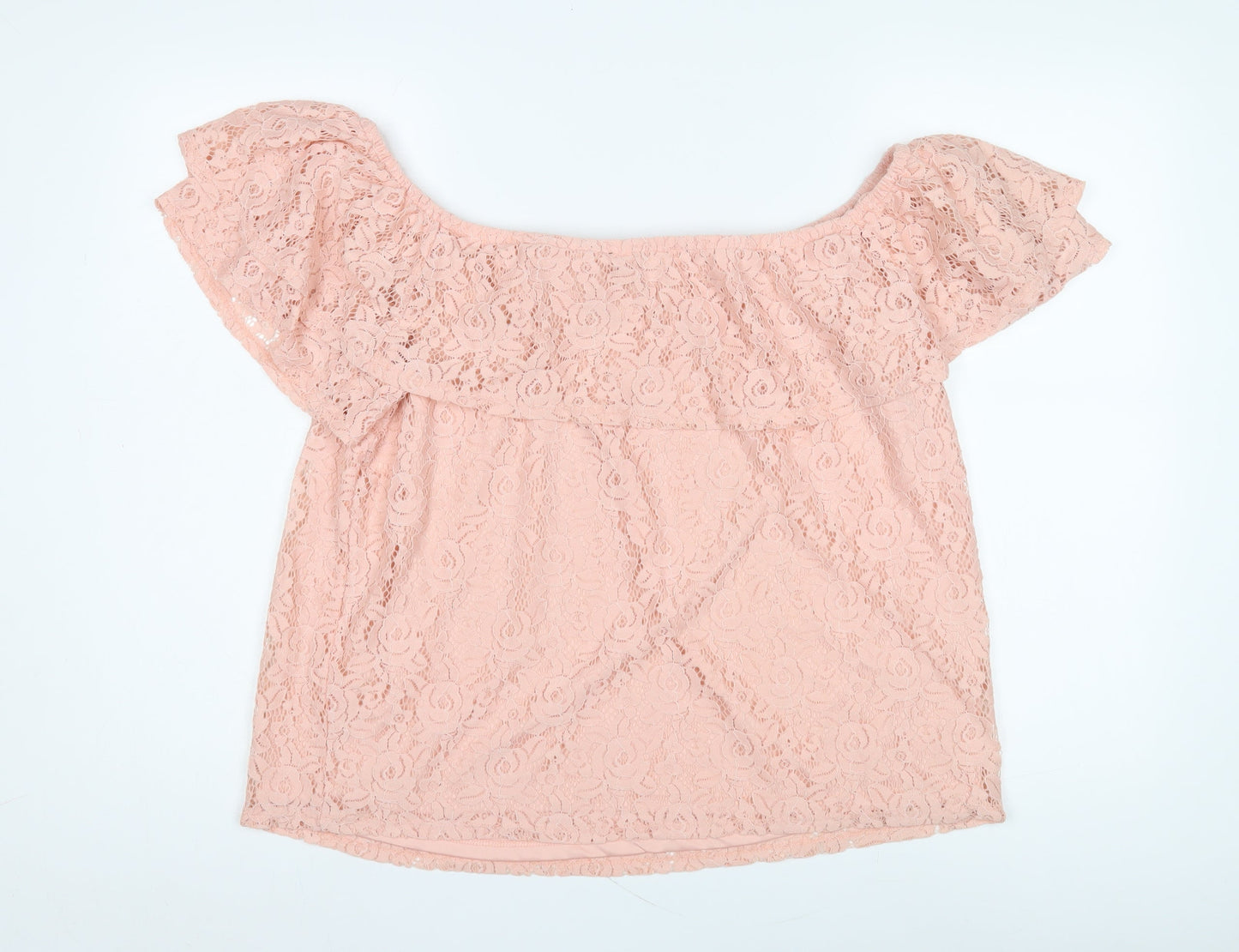 Dorothy Perkins Women's Pink Lace Off Shoulder Blouse