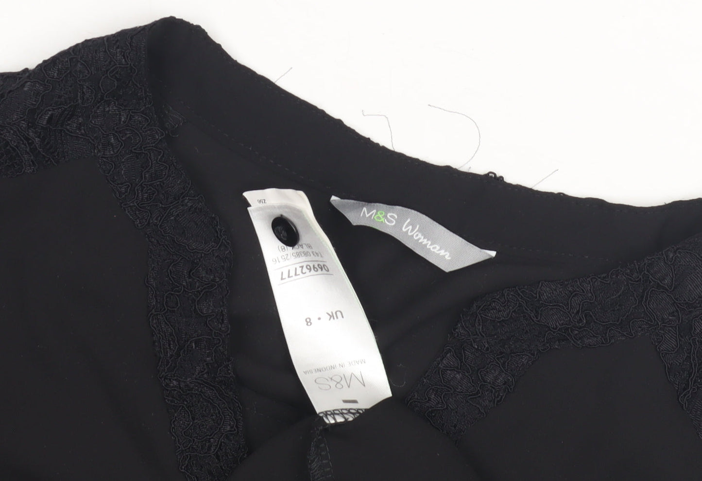 Marks & Spencer Women's Black V-Neck Blouse UK 8